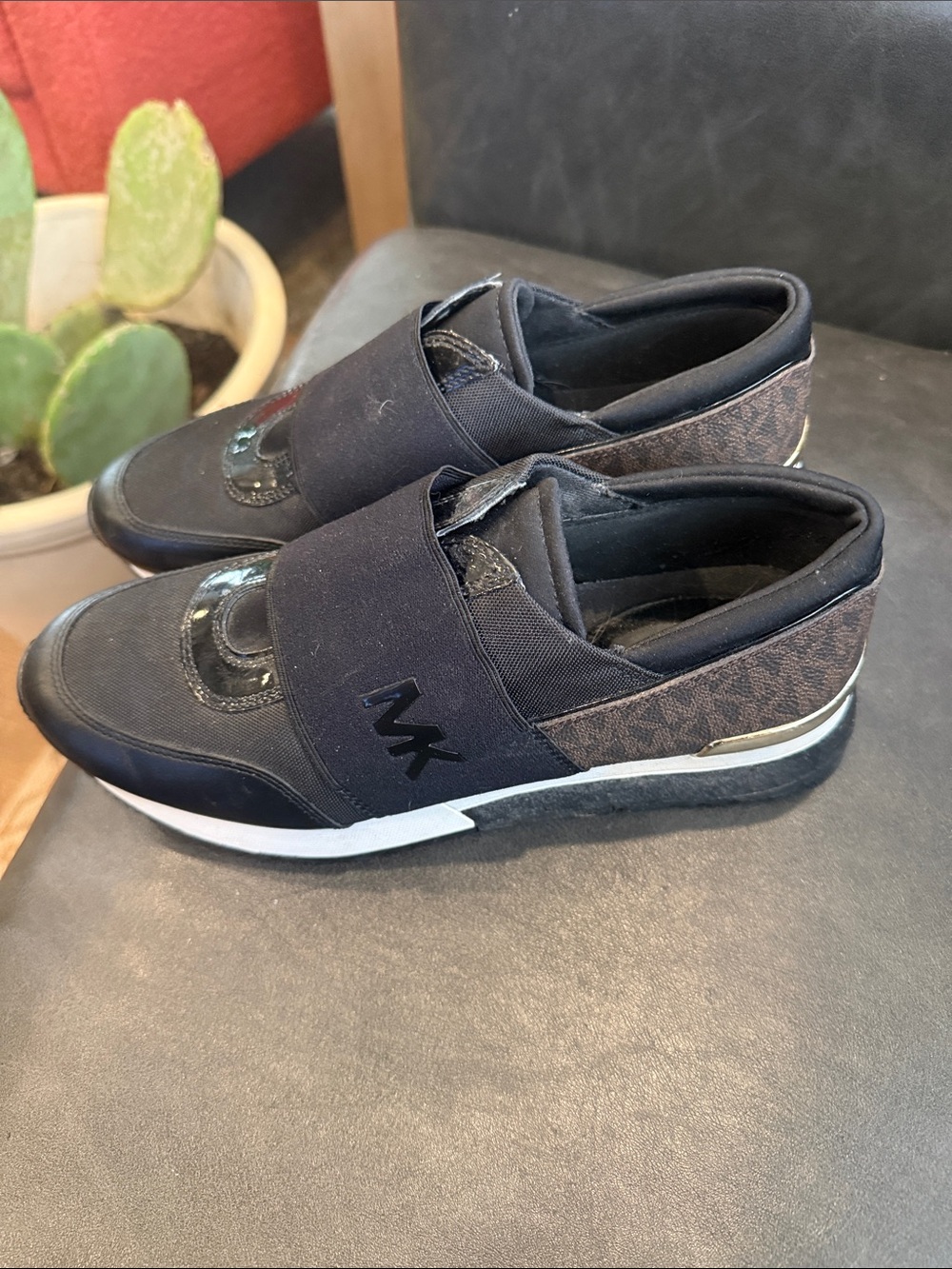 Michael Kors Black and Brown woman Slip-On Sneakers